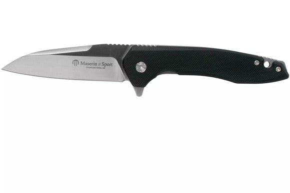 Maserin Stainless Steel Sporting Knife (Black G10 Handle) - 7.5cm (2.95