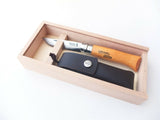 Opinel #08 'Carbon Steel' Folding Knife w/Pouch in Wooden Gift Box