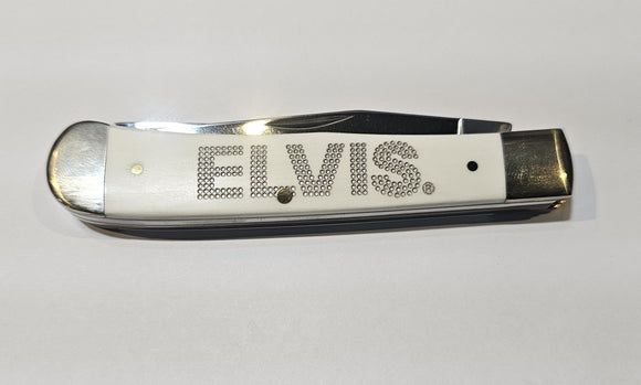 Case 17502 Elvis Medium Stockman Smooth White Synthetic 43090SS Pattern - Rare Item