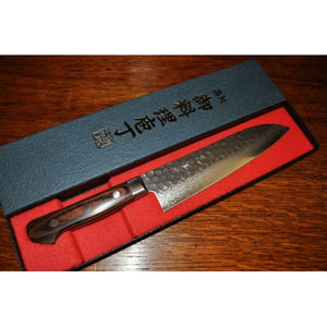 Yoshihiro VG-10 Santoku Knife - Mahogany Handle - 18cm (7.1")
