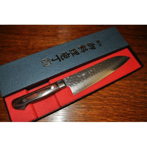 Yoshihiro VG-10 Santoku Knife - Mahogany Handle - 18cm (7.1