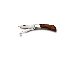 Maserin M1252LG - 7.5cm (3") Stainless Steel Multiblade Hunting Knife (Drop Point & Saw/Guthook Blade) with Walnut Wood Handle)
