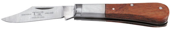 Taylor's Stainless Steel Barlow Knife - Wood Scales - 6cm (2.4