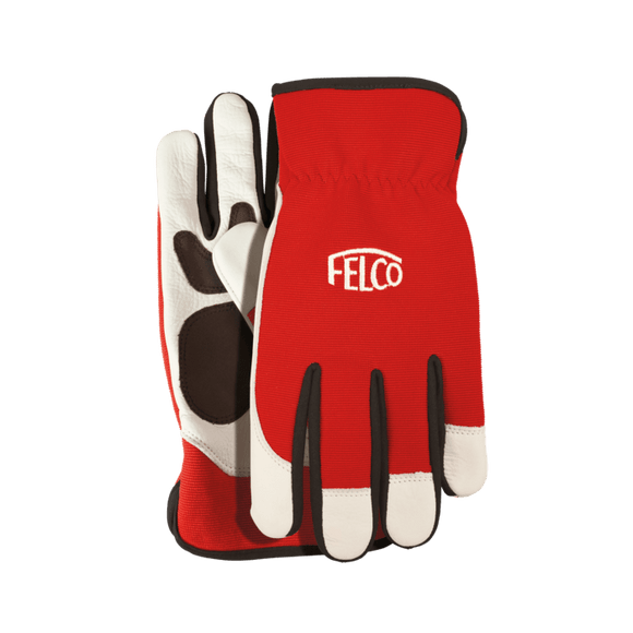 Felco Workwear gloves, red & white, made in cow leather (S)