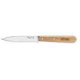 Opinel #113 Kitchen Serrated Paring Knife – 10 cm (4″) – Natural Varnished Beechwood Handle