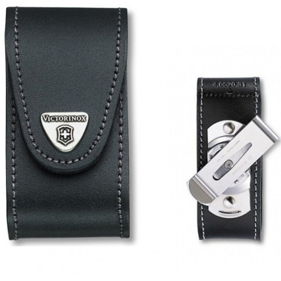 Victorinox Swiss Army Knife - Black Leather Sheath with Rotating Belt Clip - 5 - 8 layers