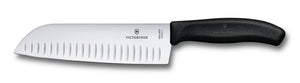 Victorinox Santoku Knife - Wide Blade - Black Fibrox Handle - Fluted Edge - 17cm (7")